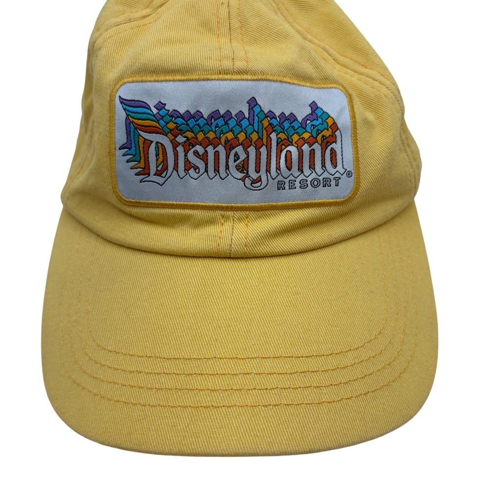 Disney Parks Disneyland Resort Yellow Dad Hat Retro Stack Logo Y2K Vtg Style Cap